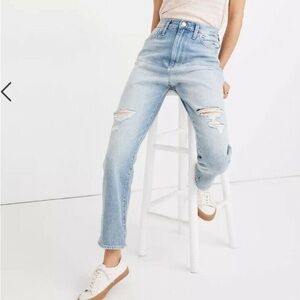 Madewell The Mom Jean Light Wash Super High Rise Cropped Ankle Jean Size 26